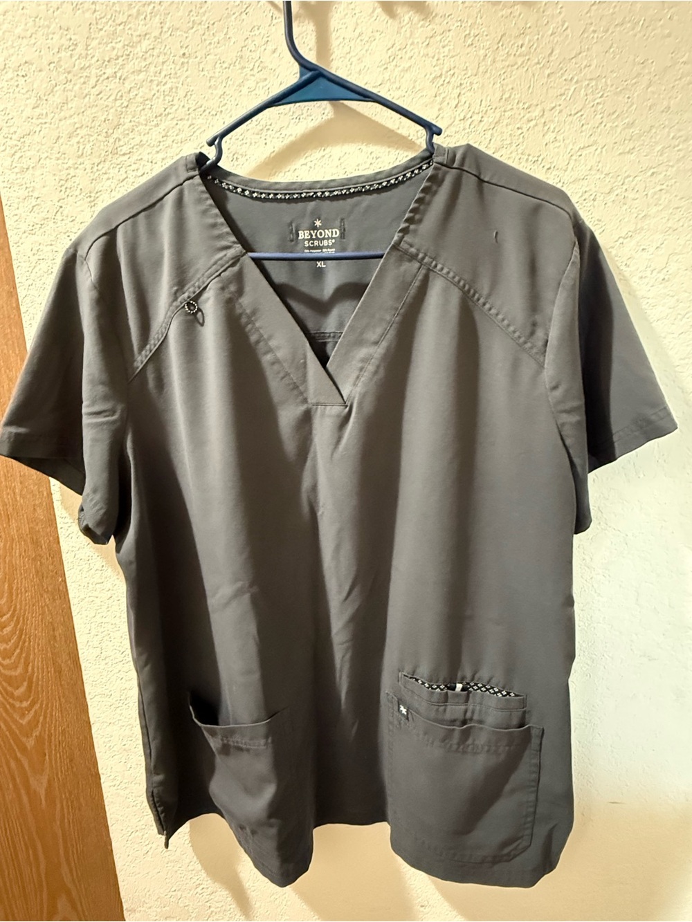 Beyond Scrubs Women's Gray V-Neck Medical Top